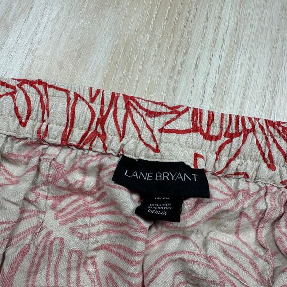 Lane Bryant Drawstring Linen Tropical Leaf Print Resort Wide Leg Pants 18/20 - Picture 9 of 16